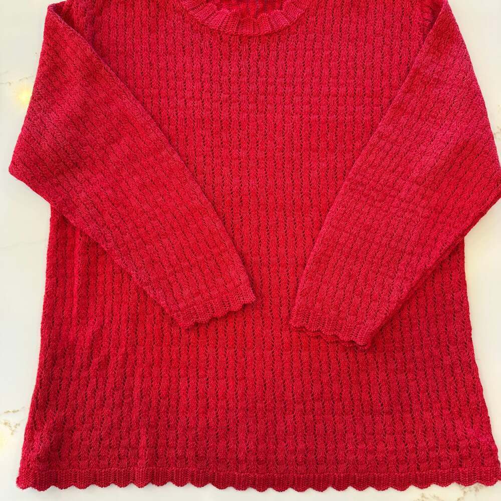 Doncaster Vintage Red Knit Sweater | Chunky Textured Pullover | Classic Cozy